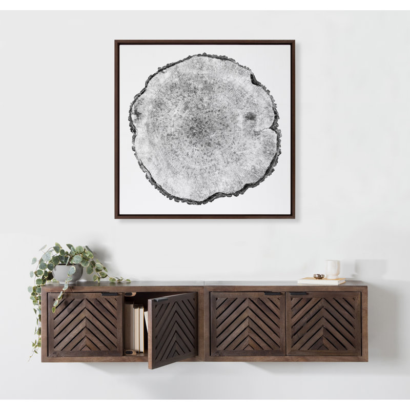 «Tree Rings Linen» par Emiko et Mark Franzen, reproduction d'art sur toile encadrée, Cadre blanc