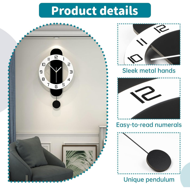 Horloge murale 24 po avec pendule 24 po