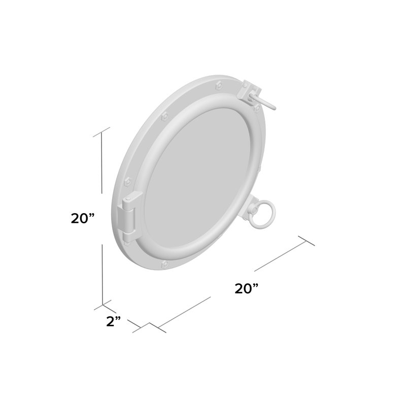 Miroir décoratif Ellert, H 24 po x l 24 po, Blanc brillant