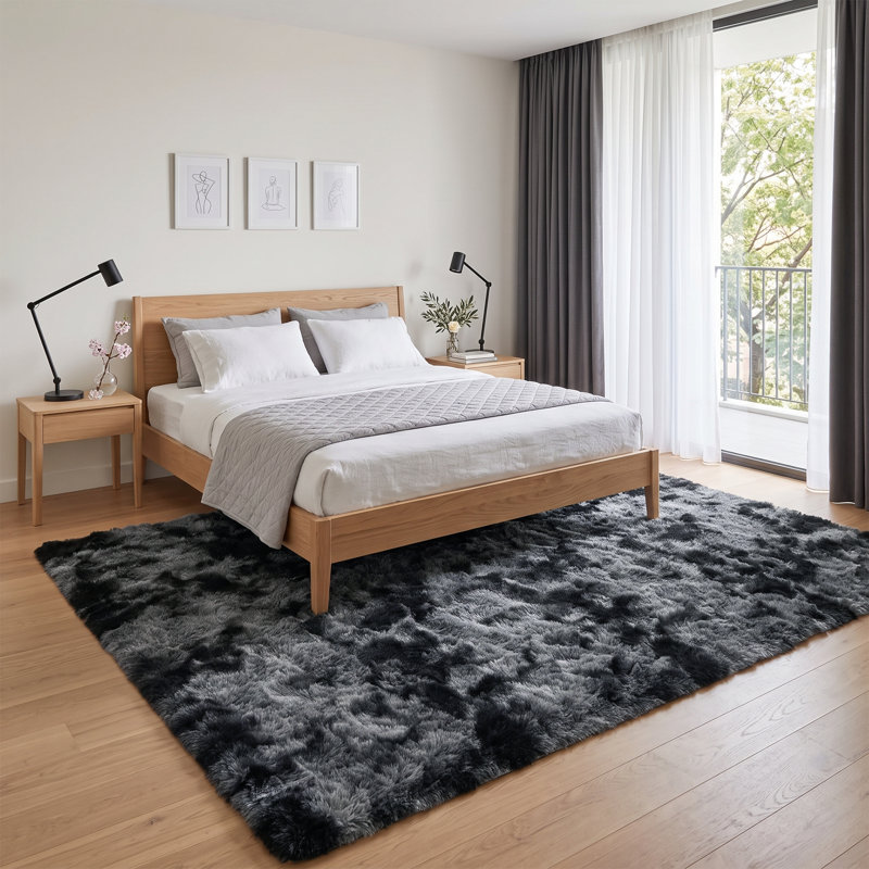 Aalieyah Deep Pile Fluffy Shaggy Area Rug for Indoor Use black grey, 160*230cm