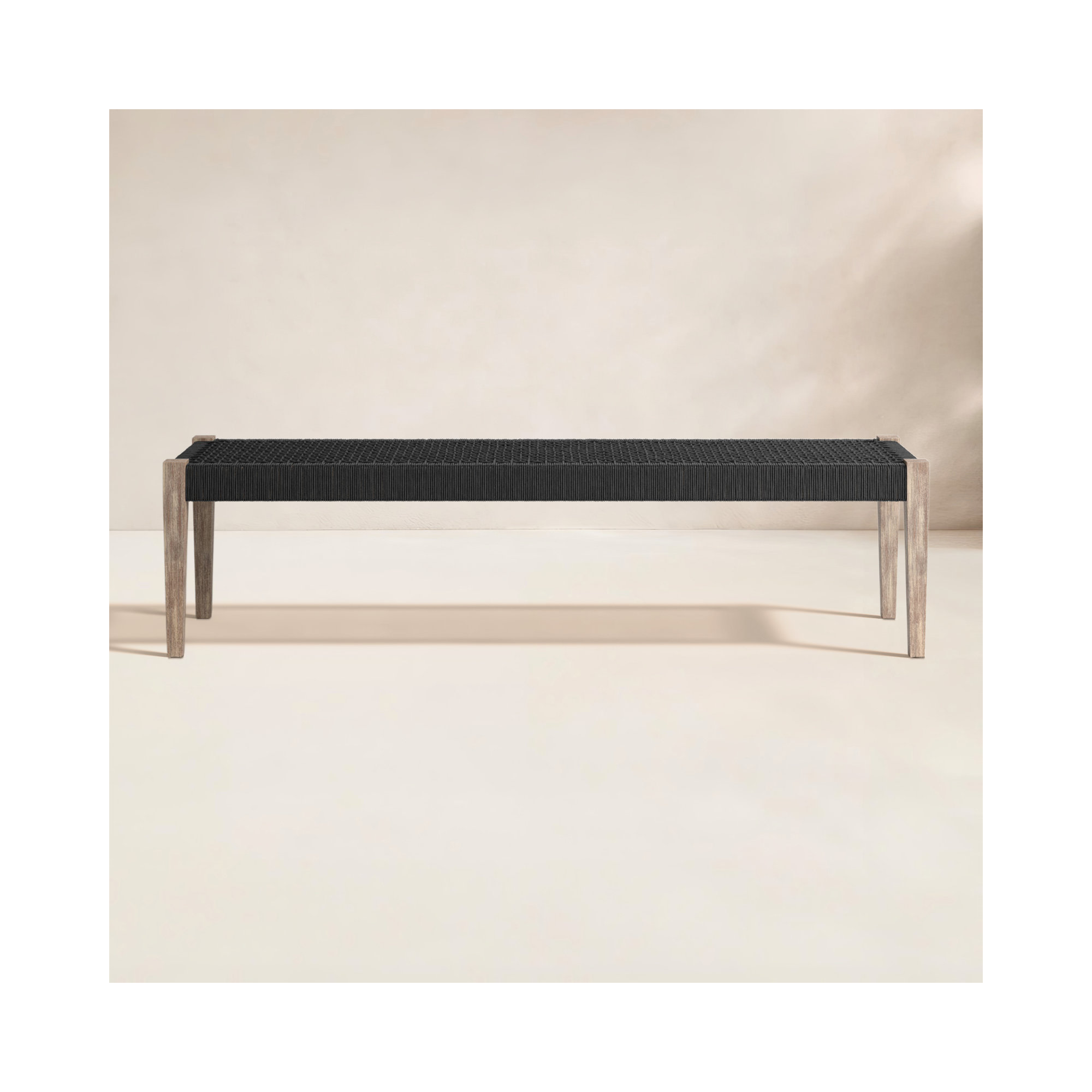 Daughtrey 71'' Eucalyptus Outdoor Bench, Black, Light Eucalyptus