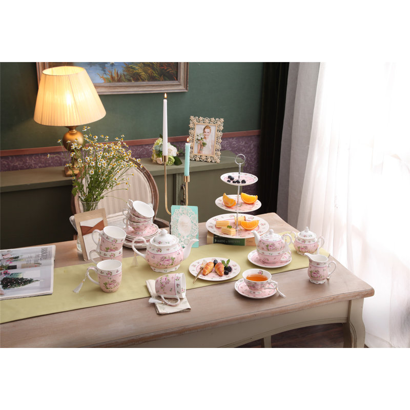 Edick Bone China Teacup and Saucer, Blue