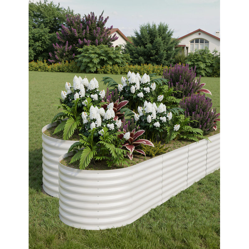 2 Pcs Raised Garden Beds Outdoor 8x2x2 ft - Galvanized Steel Planter Box for Vegetables, Flowers, Rust-Resistant Garden Box, Easy Assembly Raised Beds, Durable Planters for Outdoor Plants, Beige