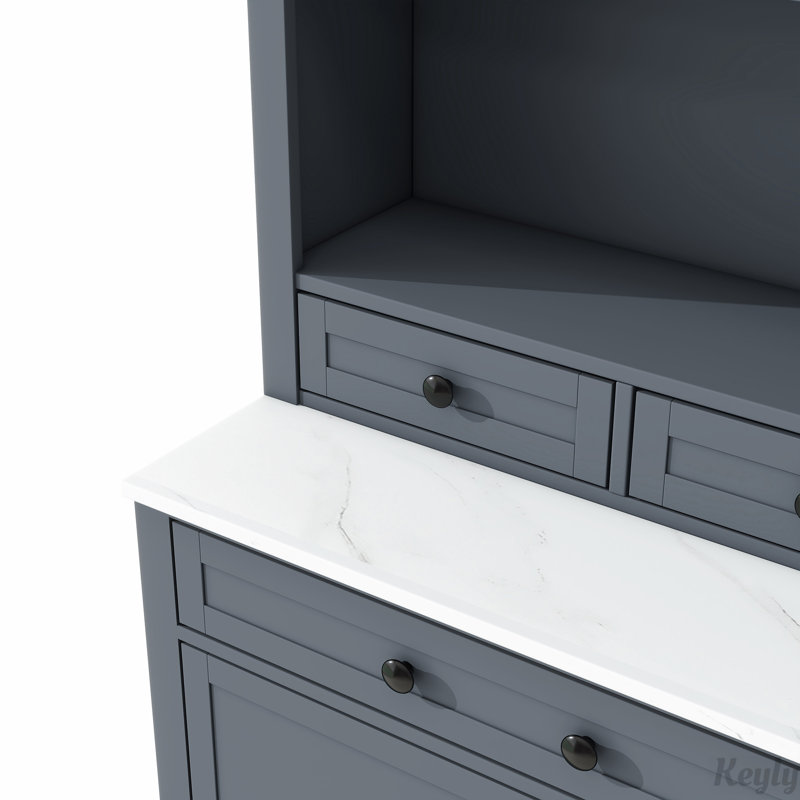 83.7inch High Kitchen Pantry, Freestanding Tall Kitchen Hutch, Gray