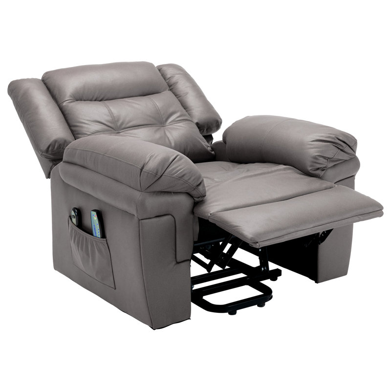 Garit Faux Leather Heated Massage Chair, Grey