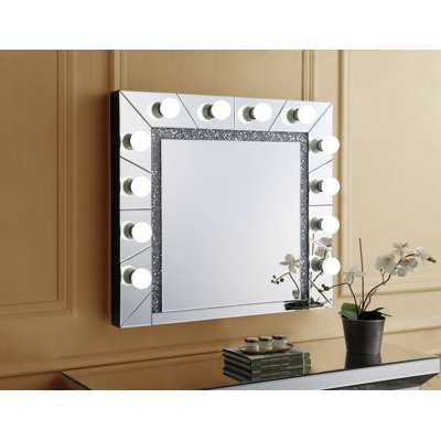 Miroir d'appoint en miroir et faux diamants (assemblé)