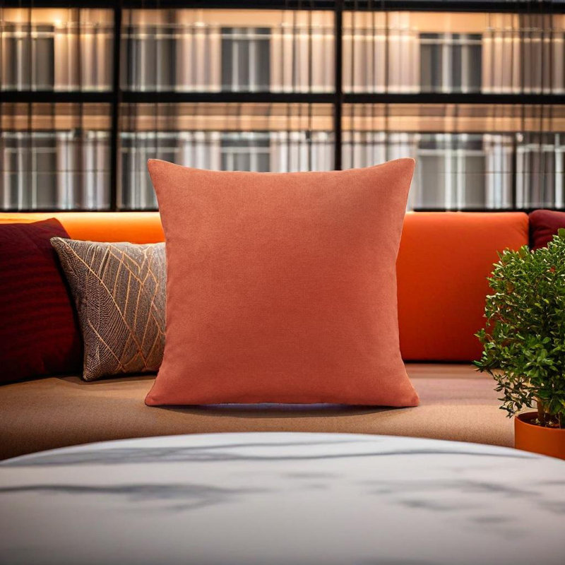 Nalaiyah Velvet Chenille Cushion Covers with Filler Pads, Ochre/Orange
