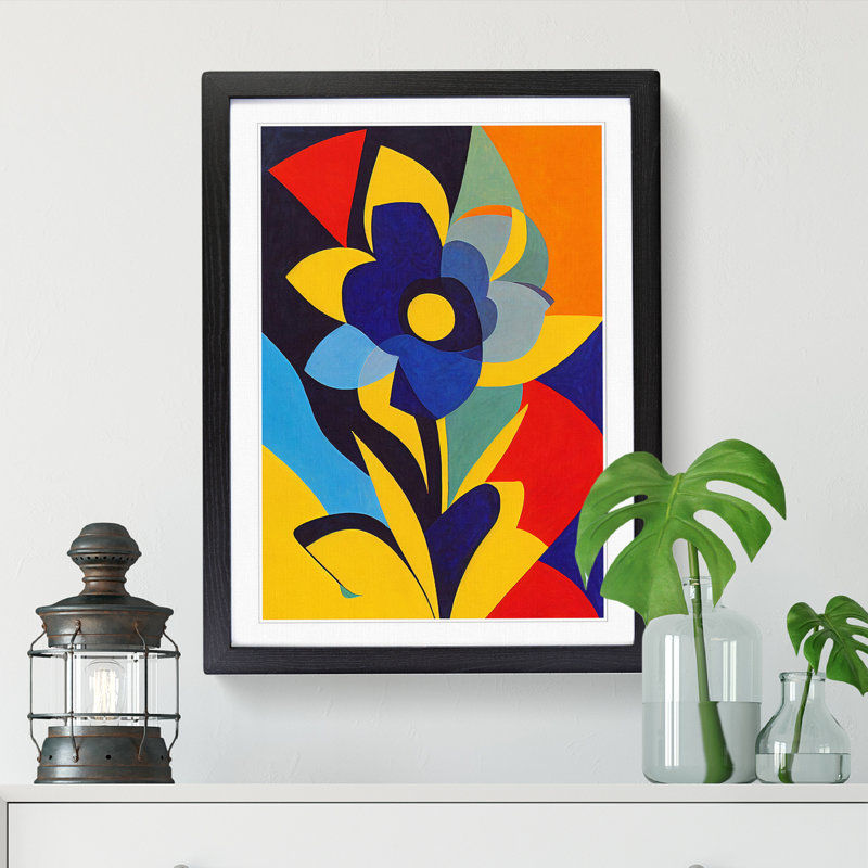 Dhima Iris Flower Abstract Vol.2 - Picture Frame Print, 64cm H x 46cm W x 2cm D, Walnut