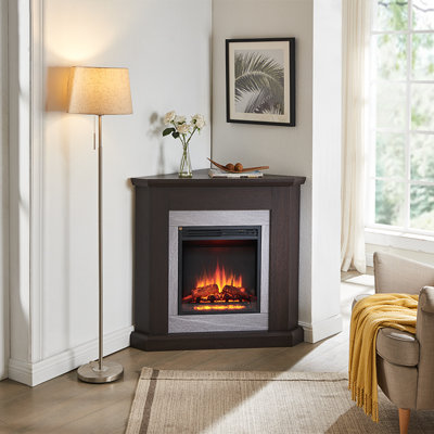 FLAMME Howick Corner Electric Fireplace with surround with 2kW Fireplace Heater White Multiple Colours Available