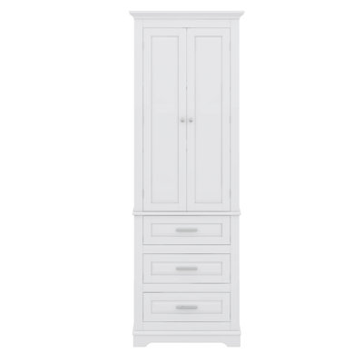 Armoire de rangement haute avec trois tiroirs, armoire de rangement pour salle de bain avec tablette réglable, armoire de plancher pour cuisine de salle de bain