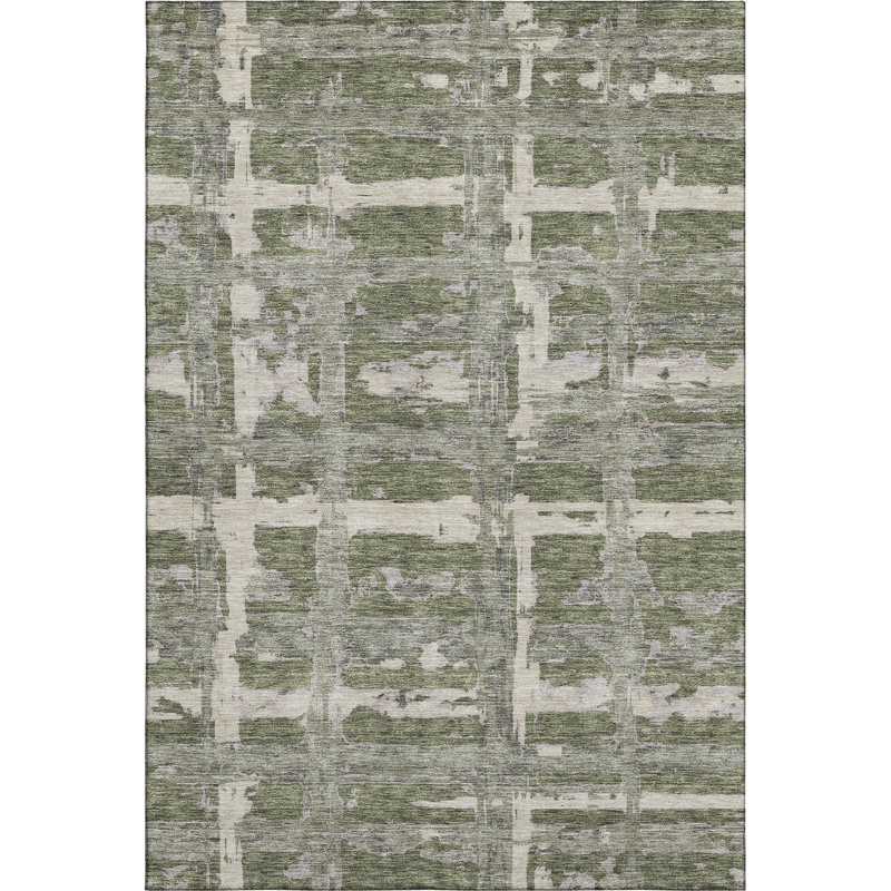 Premium Machine Washable Prisco Olive Rug, Rectangle 10' x 14'