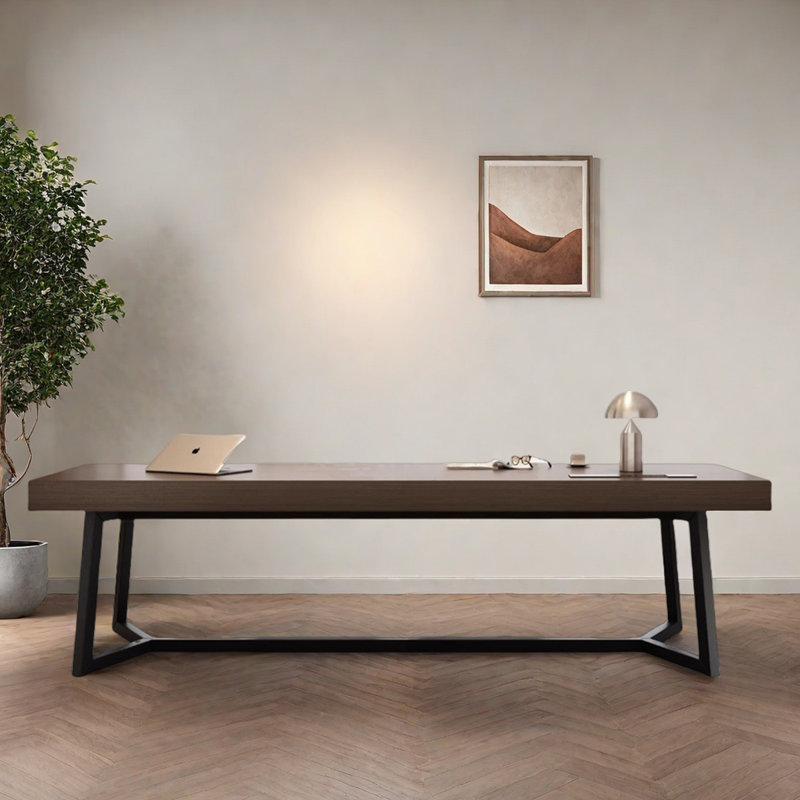 Bureau simple fait à la maison en bois massif, H 29,53 po x l 86,61 po x P 27,56 po