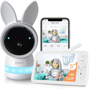 ARENTI 2K Ultra HD Wifi Camera, 5" Color Display,Night Vision,Lullabies,Cry Detection,Motion Detection,Temp & Humidity Sensor,Two Way Talk