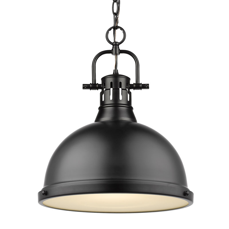 Luminaire suspendu en forme de dôme 1 lumière Alethia, Noir mat, Noir mat