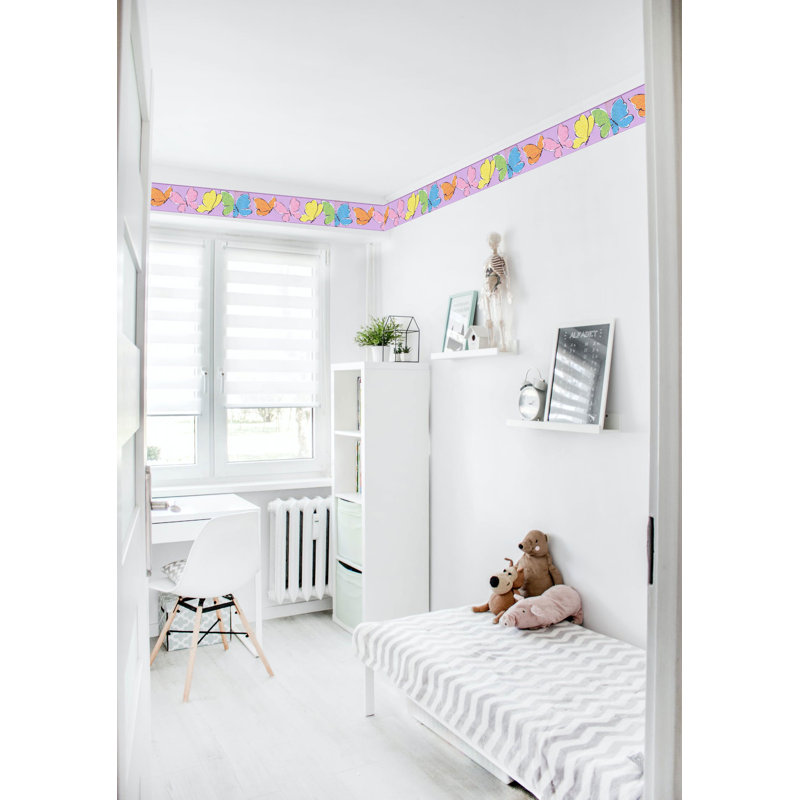 Bordure de papier peint L 15 pi x l 6 po Junot, Lilas / rose