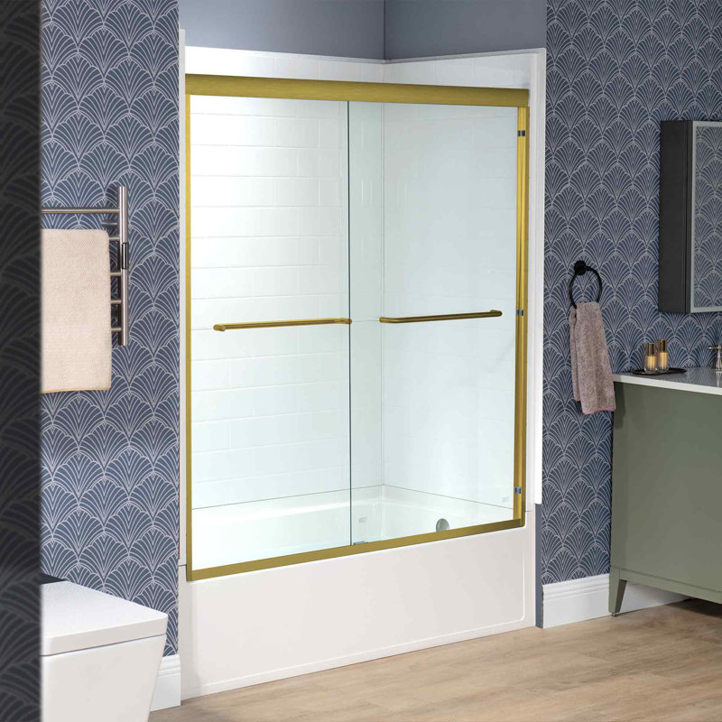 Double Sliding Tub Door 56-60 Inch Width x 60 Inch Height | 1/4"(6mm) Clear Tempered Glass, Safe Explosion-Resistant