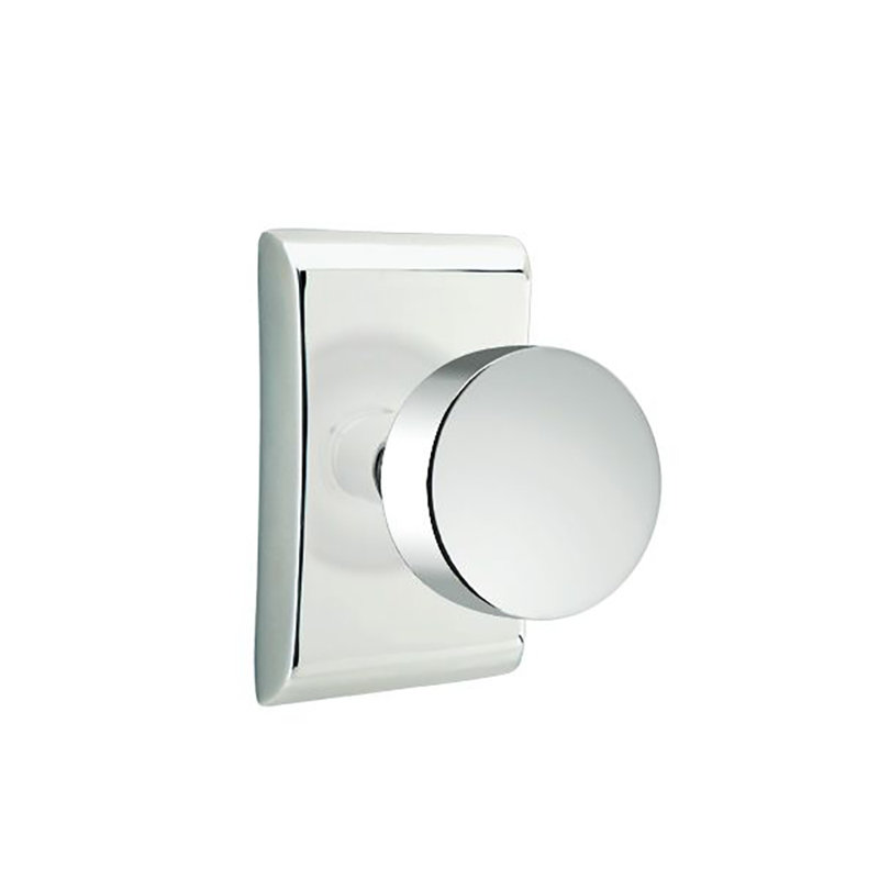 Ensemble de boutons de passage Emtek avec rosette Neos et bouton rond, Chrome brillant