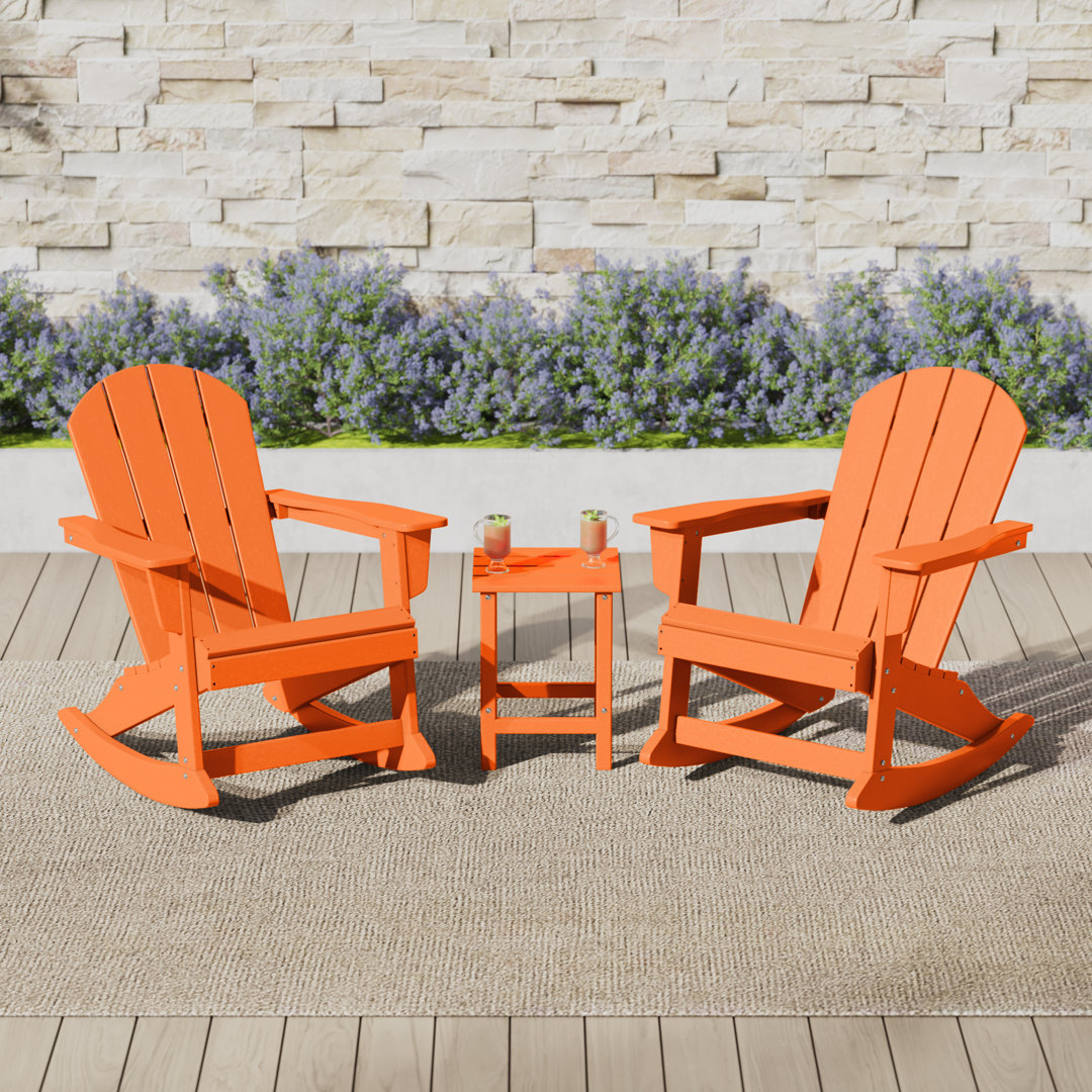 Cullan Rocking Outdoor Adirondack Chair With Table Longshore Tides Frame 