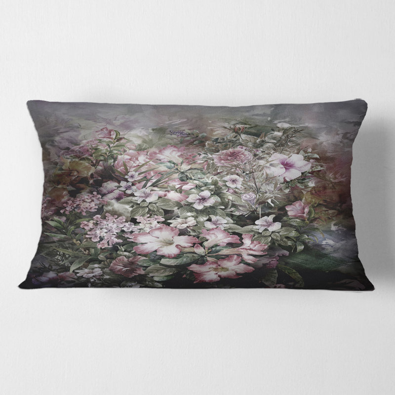 Rectangle, rétro dessin de fleurs IV - coussin décoratif imprimé rétro