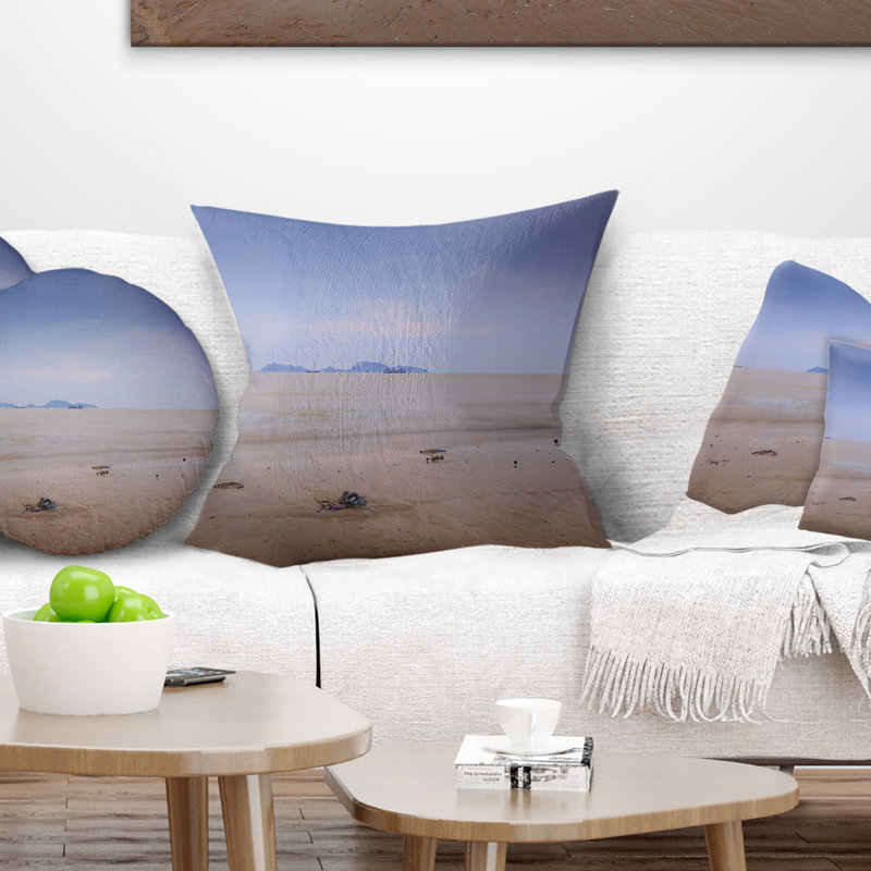 Coussin de plage paysage coucher de soleil à Lung Kwu Tan, 16 po x 1 po, Coussin décoratif
