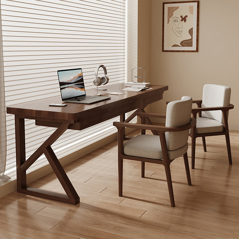  Bureaux rectangulaires en bois massif brun clair, H 29,53 po x l 86,61 po x P 27,56 po