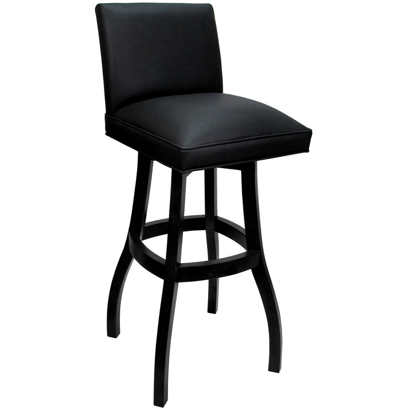 Tabouret de bar pivotant en bois sur base en S, Noir, noir, noir, noir, Noir, noir, noir, noir, Bar Stool (34" Seat Height)