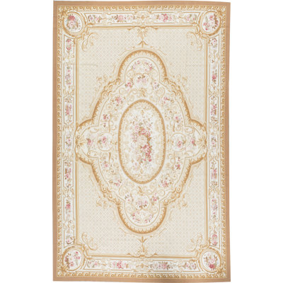 Hand-Knotted High-Quality Beige and Beige Area Rug