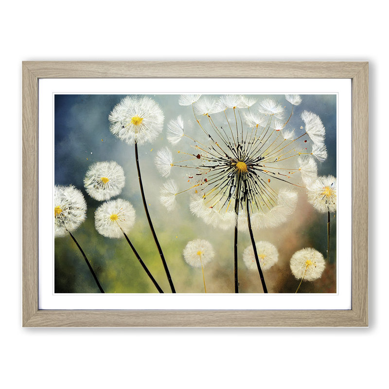The Dandelion Flowers 1 Piece Single Picture Frame Wall Art, 25cm H x 34cm W, Oak