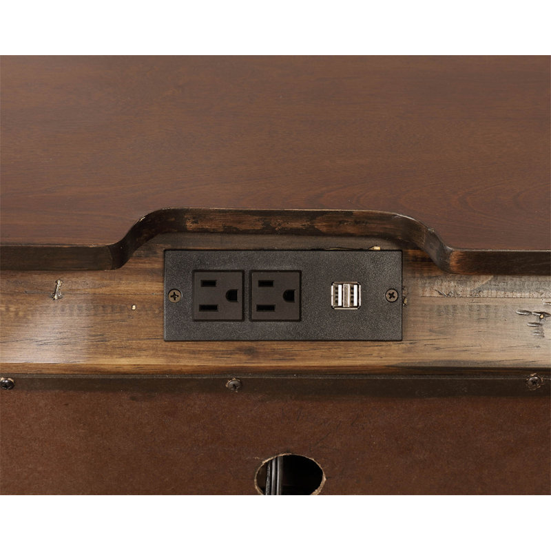 Table de chevet 3 tiroirs avec prise USB et prise de courant (table de chevet incluse seulement)