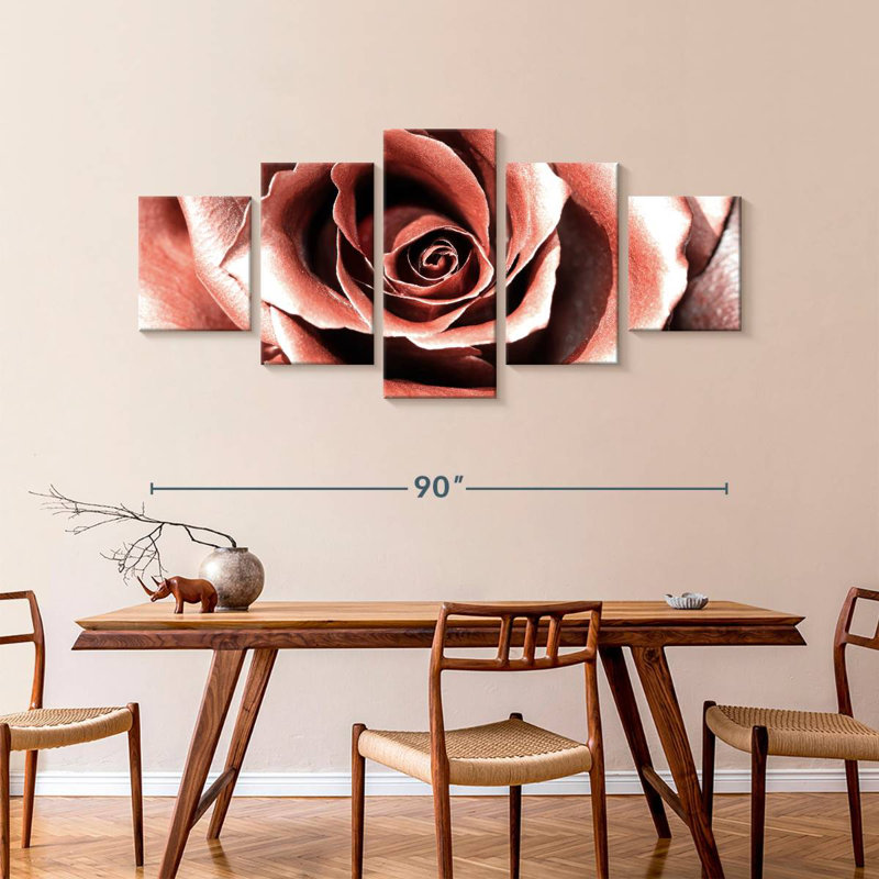 Fleur rose or, H 42 po x l 92 po