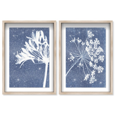 Cyan Flowers Set Set by Oliver Gal