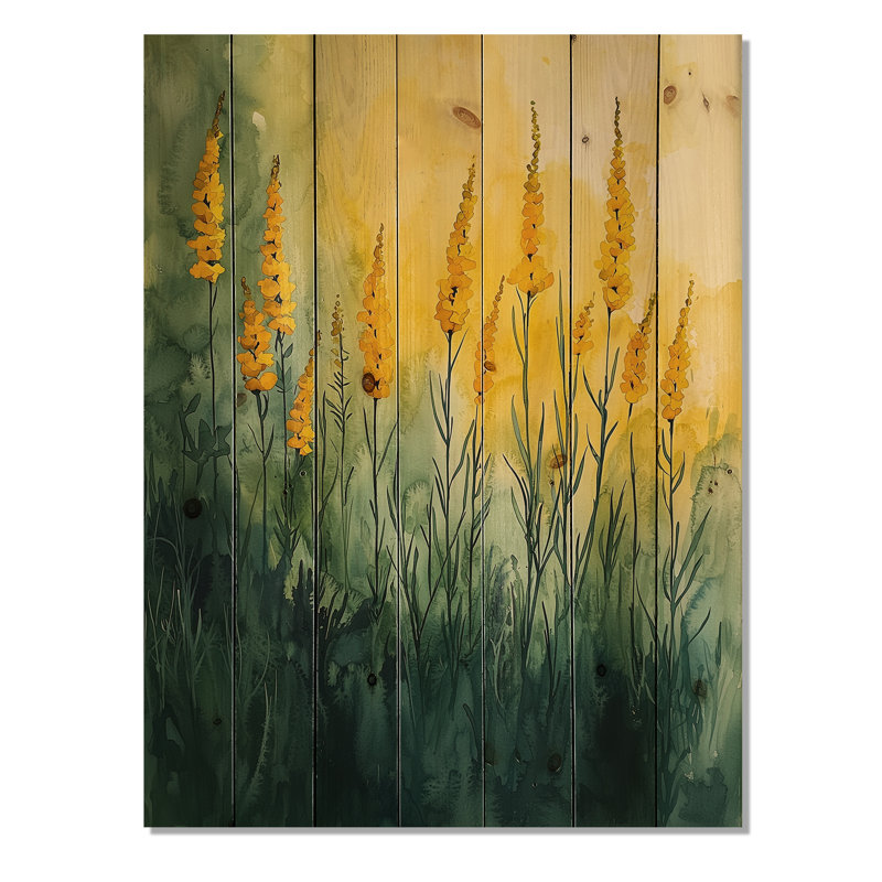 Herbs In The Sunlight Of Summer I - Floral Herbs Wood Print - On Natural Pine Wood, 44" H x 34" W x 0.78" D
