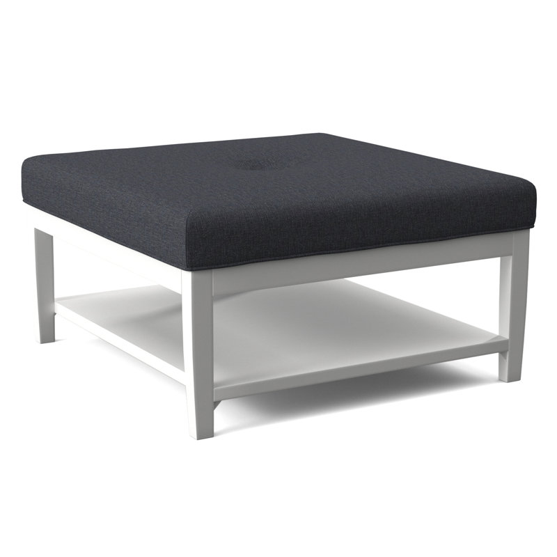 Hammond Square Ottoman, Frost White Finish, White Performance Fabric; 0851-94