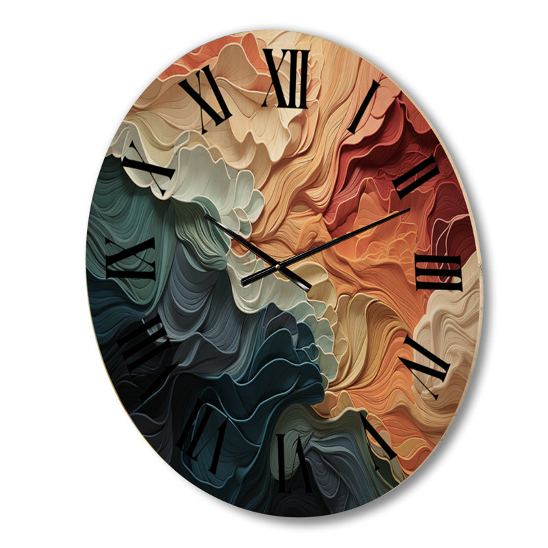 Biomorphism Organic Forms V - Horloge murale moderne surdimensionnée en bois, Petit