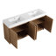 Meuble-lavabo autoportant de 72 po (70-7 / 8 po) avec lavabo en résine double et 4 portes d'armoire à fermeture en douceur, contreplaqué, chêne d'imitation (KD-PACKING)