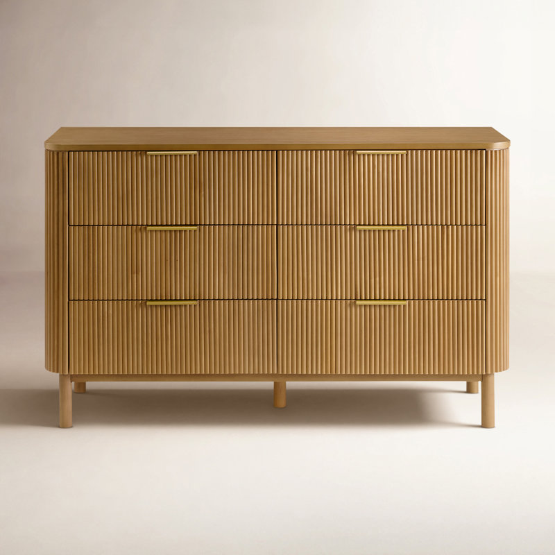 Nova 60" 6-Drawer Dresser with Reeded Front, Reeded Birch