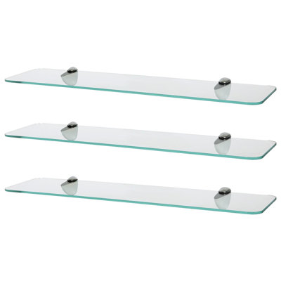 Harbour Housewares - Rounded Floating Glass Shelves with Metallic Brackets