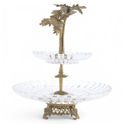 Crystal Tiered Tray With Bronze Ormolu Palm Tree