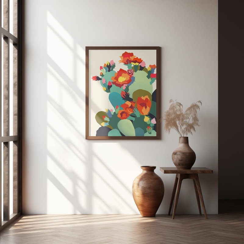 "How Cactus Got Its Groove Back", art mural texturé encadré, Or, H 40 po x l 30 po