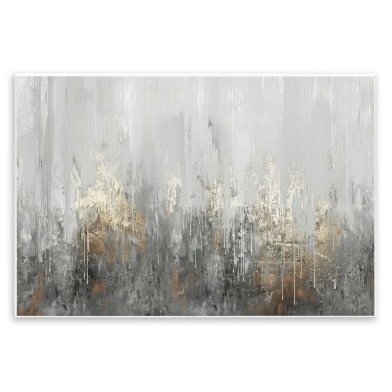  Art mural gris et argenté abstrait par LSR Design Studio, H 10 po x l 15 po