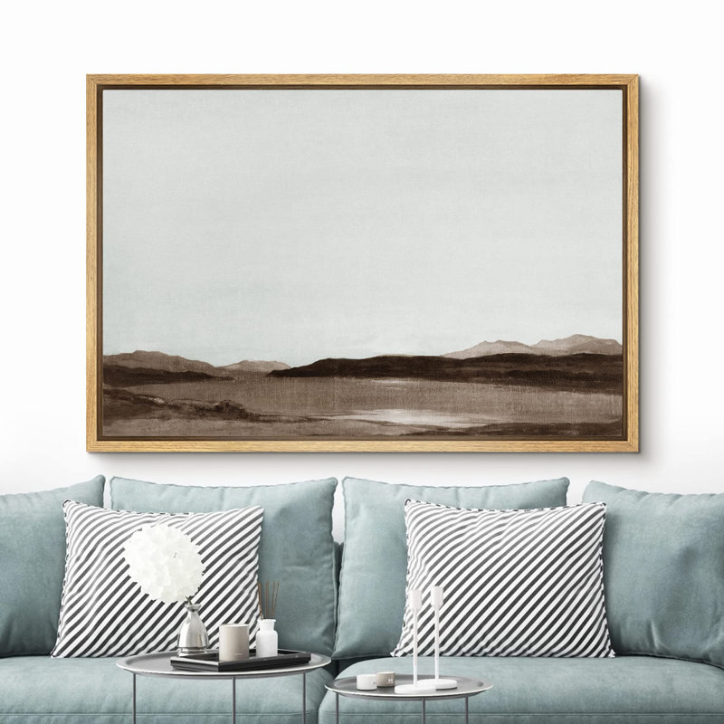 "Montagnes brunes monochromes et vallée, paysage sauvage, impressionnisme, paysage traditionnel" sur toile, H 16 po x l 24 po