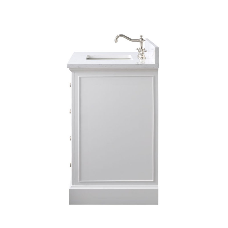 Thompson 42" W Single Bathroom Vanity, White/Brushed Nickel