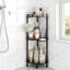 Étagère de douche en coin, organisateur de douche à 3 niveaux en acier inoxydable, tablettes de douche autoportantes avec porte-savon, pieds réglables et 2 crochets, noir-1121542081