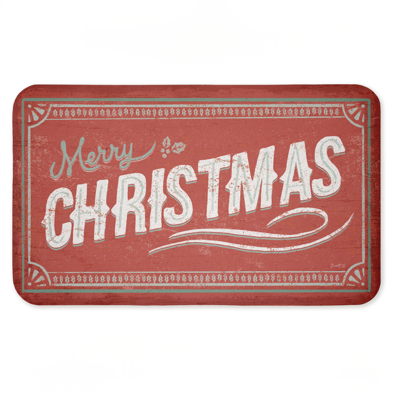 Tapis de sol anti-fatigue rouge rétro Merry Christmas, design par Chad Barrett, 30 po x 18 po