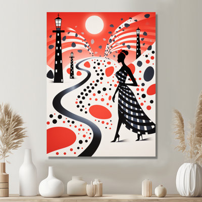 African Retro Polka Dot Dress In Lalaland - African American Woman Wall Art