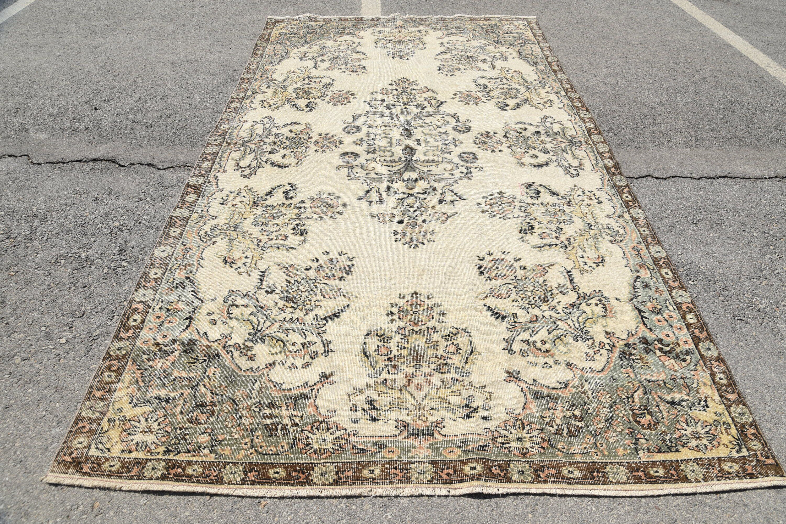 Canora Grey Beige Kitchen Rug, Boho Rugs, 6.3x11.4 ft Oversize Rug ...
