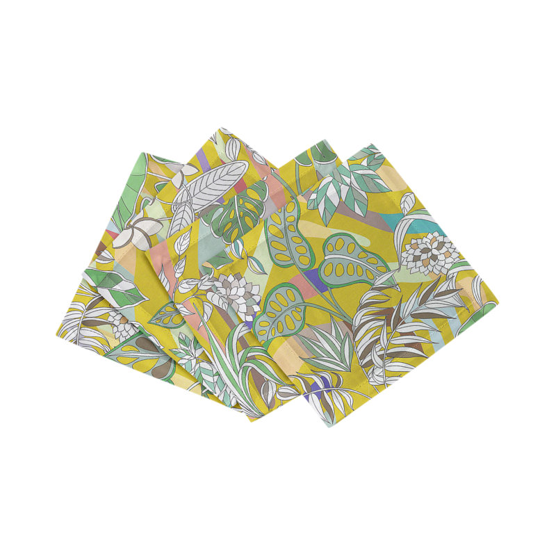 Sabi Jungle Cotton Sateen Cocktail Napkins, Dijon