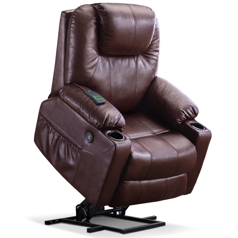 87.9cm Wide Lift Assist Standard Recliner with Massager, Dark Brown