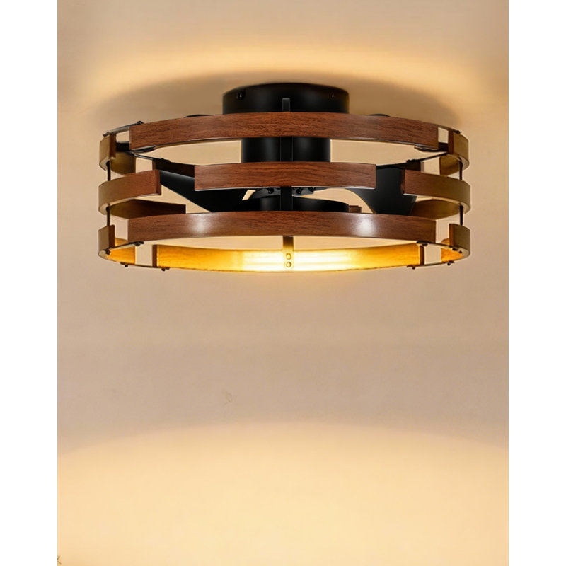Ventilateur de plafond encastré de 20 po avec lumières, ventilateur de plafond en cage à profil bas avec télécommande