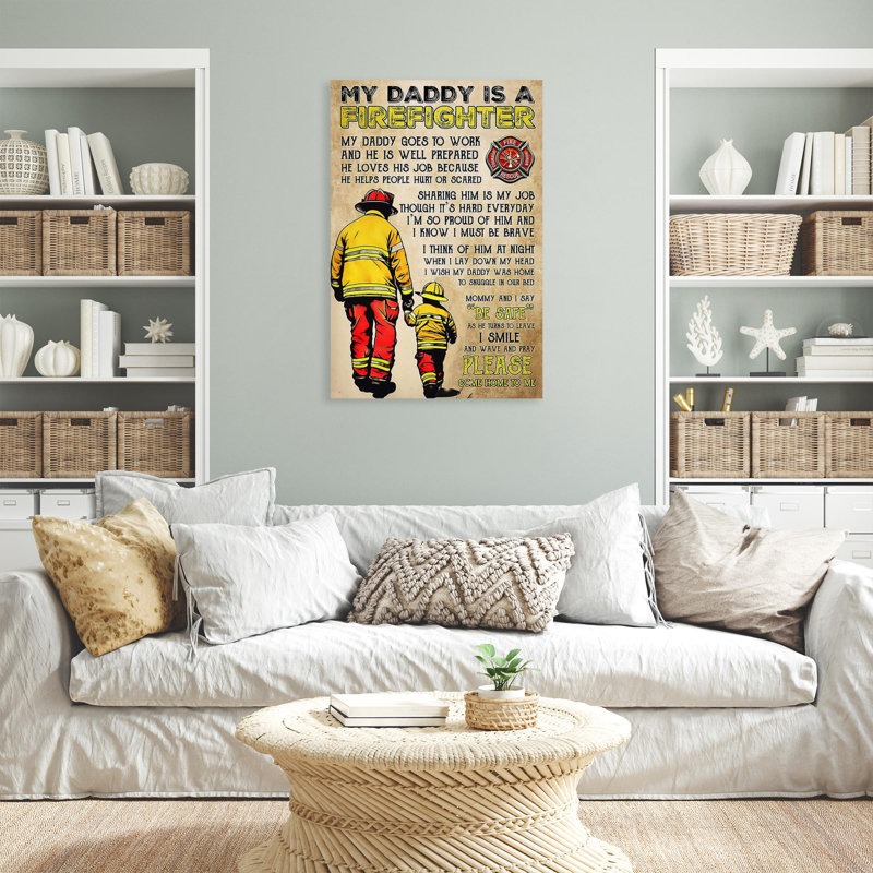 Kristiane, mon papa est un pompier sur toile, impression, H 36 po x l 24 po x P 1,25 po